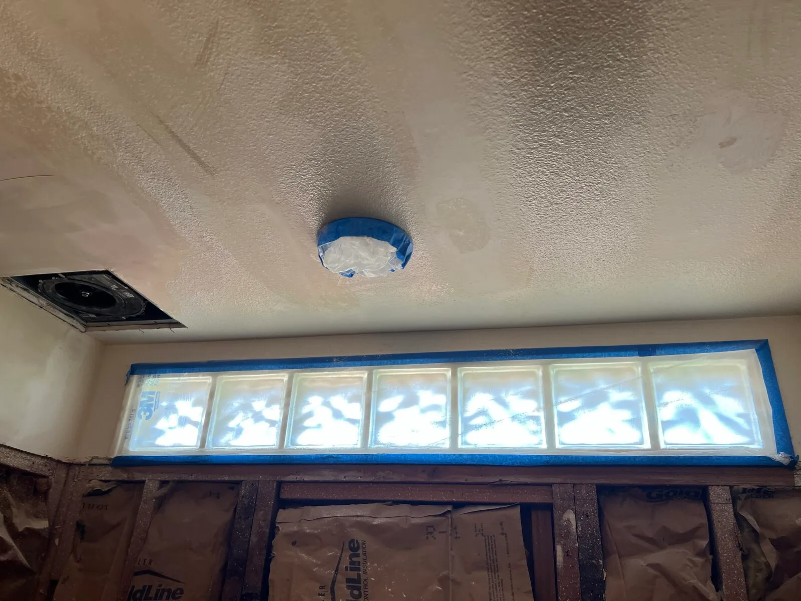 Custom wall separation framed for bathroom shower area