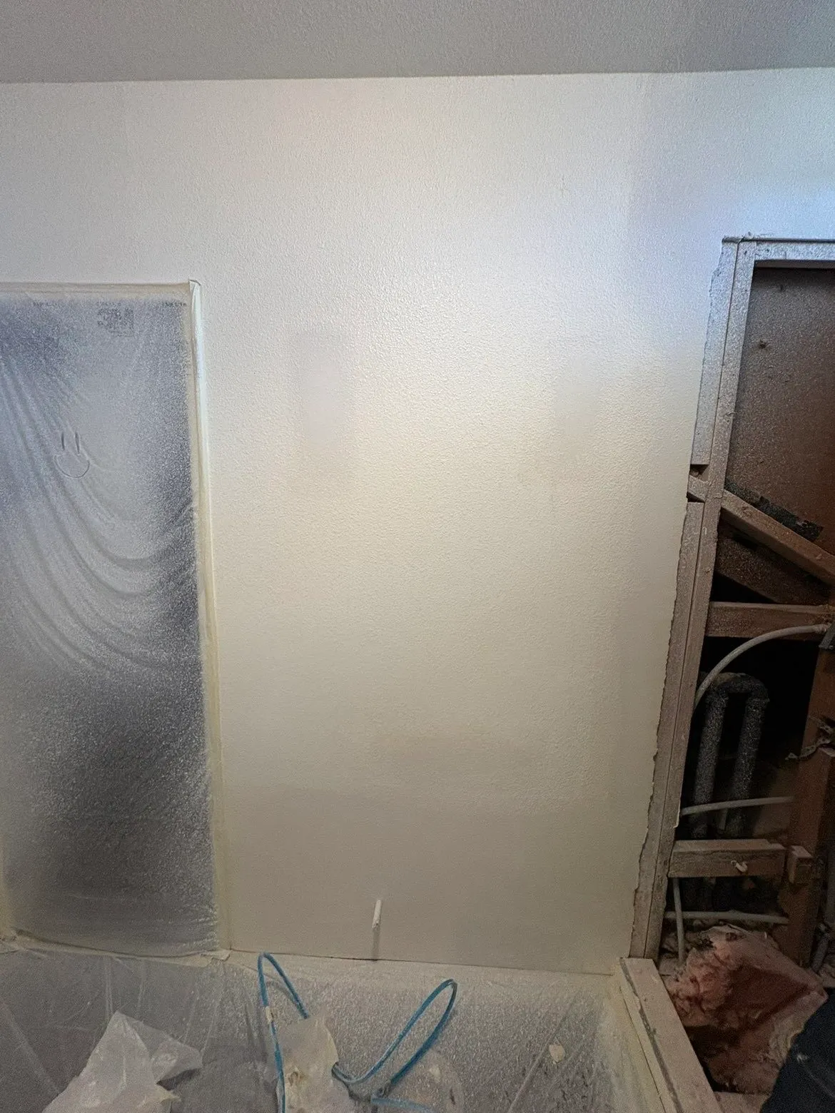 Bathroom wall patch sanded smooth and prepped for texture