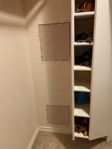 Finished drywall detail on interior partition wall