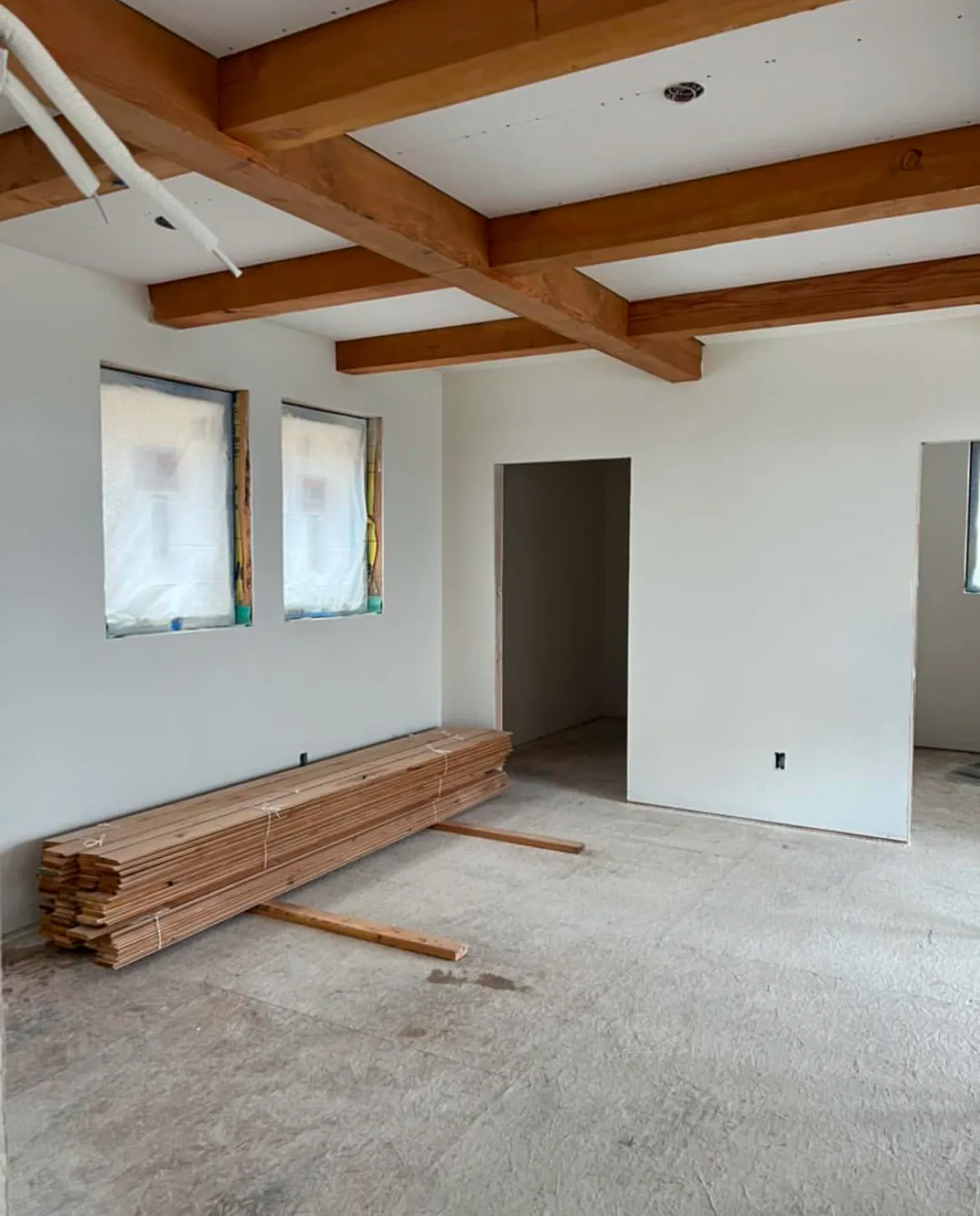 Full drywall installation in new custom home build