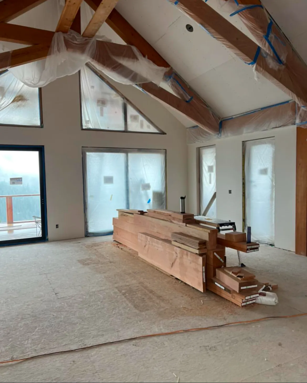 New construction drywall finishing with recessed lighting cutouts